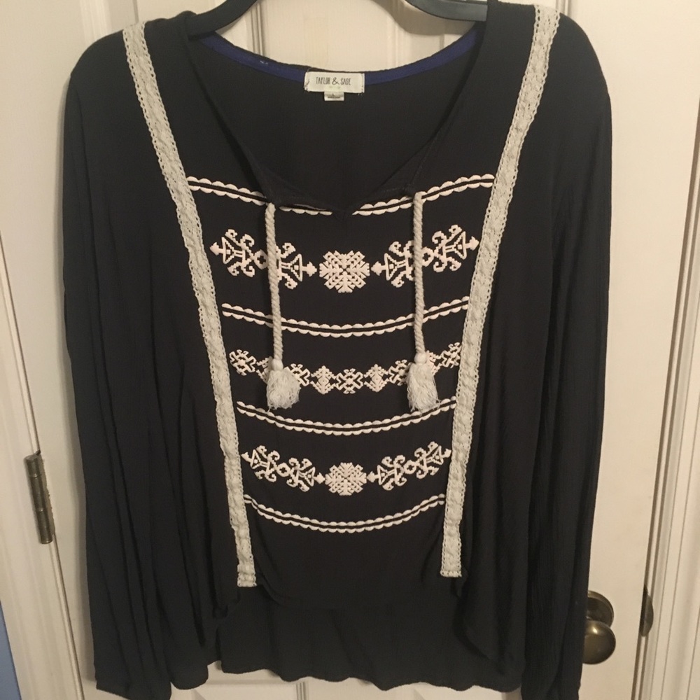 Black lace detail shirt